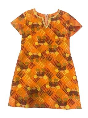 Vintage late 60’s early 70’s mini A-line dress/shift  psychedelic print